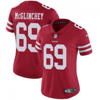 Nike 49ers #69 Mike McGlinchey Red Team Color Women's Stitched NFL Vapor Untouchable Limited Jersey