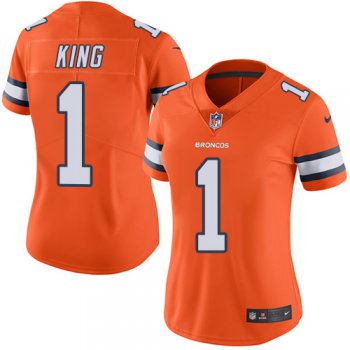 Nike Broncos #1 Marquette King Orange Women's Stitched NFL Limited Rush Jersey