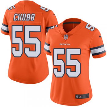 Nike Broncos #55 Bradley Chubb Orange Women's Stitched NFL Limited Rush Jersey