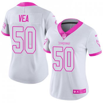 Nike Buccaneers #50 Vita Vea White Pink Women's Stitched NFL Limited Rush Fashion Jersey