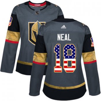 Adidas Vegas Golden Knights #18 James Neal Grey Home Authentic USA Flag Women's Stitched NHL Jersey