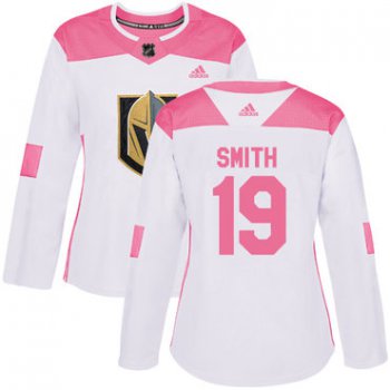Adidas Vegas Golden Knights #19 Reilly Smith White Pink Authentic Fashion Women's Stitched NHL Jersey