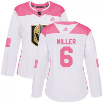 Adidas Vegas Golden Knights #6 Colin Miller White Pink Authentic Fashion Women's Stitched NHL Jersey