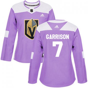 Adidas Vegas Golden Knights #7 Jason Garrison Purple Authentic Fights Cancer Women's Stitched NHL Jersey