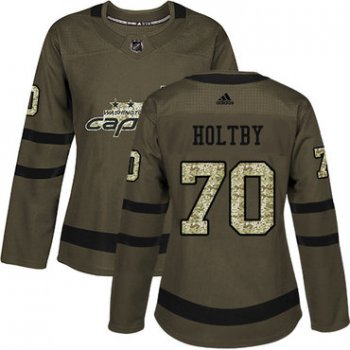 Adidas Washington Capitals #70 Braden Holtby Green Salute to Service Women's Stitched NHL Jersey