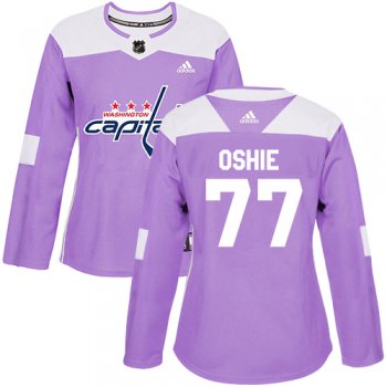 Adidas Washington Capitals #77 T.J. Oshie Purple Authentic Fights Cancer Women's Stitched NHL Jersey