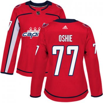 Adidas Washington Capitals #77 T.J Oshie Red Home Authentic Women's Stitched NHL Jersey