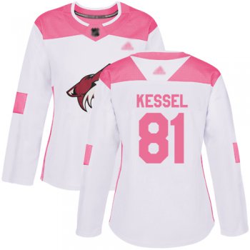 Arizona Coyotes #81 Phil Kessel White Pink Authentic Fashion Women's Stitched Hockey Jersey