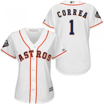 Astros #1 Carlos Correa White Home 2019 World Series Bound Women's Stitched Baseball Jersey