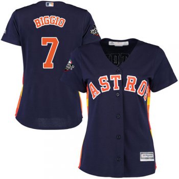 Astros #7 Craig Biggio Navy Blue Alternate 2019 World Series Bound Women's Stitched Baseball Jersey