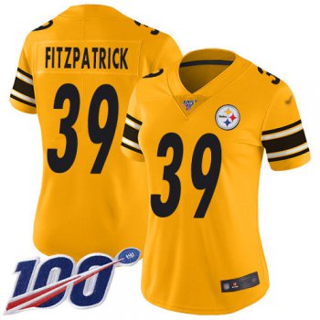 Steelers #39 Minkah Fitzpatrick Gold Women's Stitched Football Limited Inverted Legend 100th Season Jersey