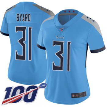 Titans #31 Kevin Byard Light Blue Alternate Women's Stitched Football 100th Season Vapor Limited Jersey