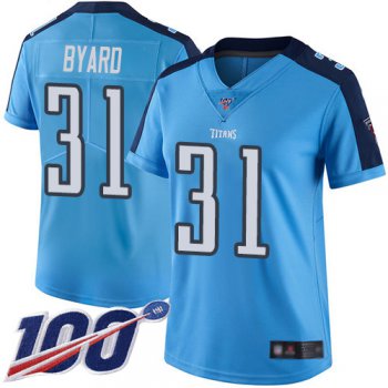 Titans #31 Kevin Byard Light Blue Women's Stitched Football Limited Rush 100th Season Jersey