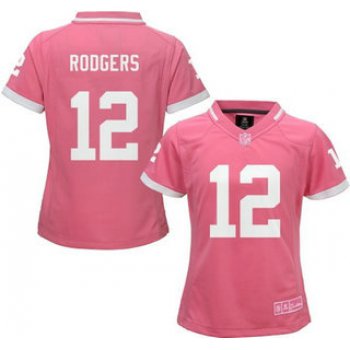 Women's Green Bay Packers #12 Aaron Rodgers Pink Bubble Gum 2015 NFL Jersey