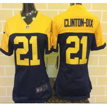 Women's Green Bay Packers #21 Ha Ha Clinton-Dix Navy Blue With Gold Alternate NFL Nike Game Jersey
