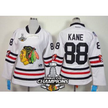 Chicago Blackhawks #88 Patrick Kane 2015 Winter Classic White Womens Jersey W/2015 Stanley Cup Champion Patch