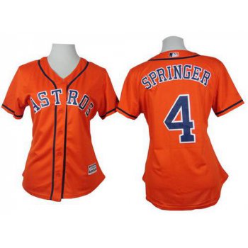 Women's Houston Astros #4 George Springer Orange Jersey