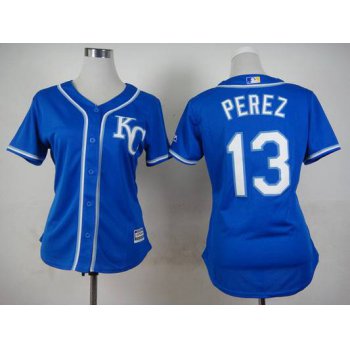 Women's Kansas City Royals #13 Salvador Perez 2014 Blue Jersey
