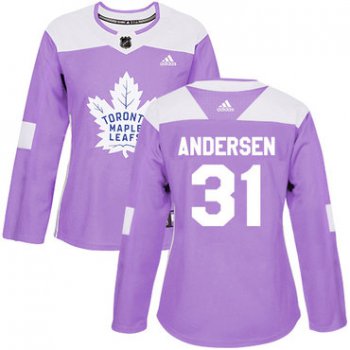 Adidas Toronto Maple Leafs #31 Frederik Andersen Purple Authentic Fights Cancer Women's Stitched NHL Jersey