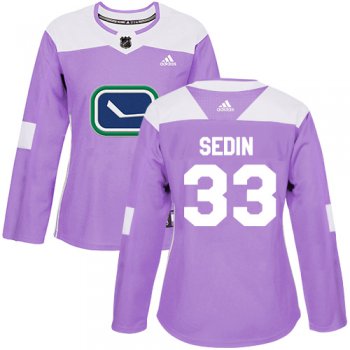 Adidas Vancouver Canucks #33 Henrik Sedin Purple Authentic Fights Cancer Women's Stitched NHL Jersey