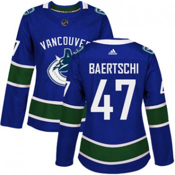 Adidas Vancouver Canucks #47 Sven Baertschi Blue Home Authentic Women's Stitched NHL Jersey