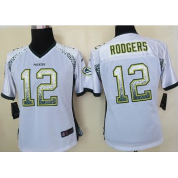 Nike Green Bay Packers #12 Aaron Rodgers Drift Fashion White Womens Jersey