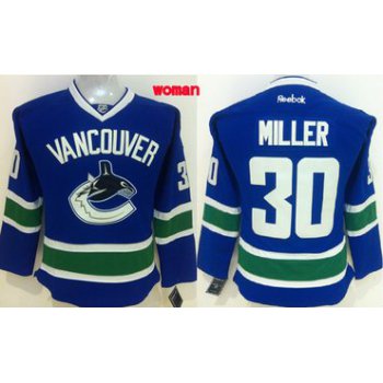 Vancouver Canucks #30 Ryan Miller Blue Womens Jersey