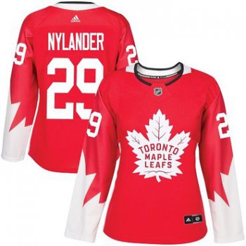 didas Toronto Maple Leafs #29 William Nylander Red Team Canada Authentic Women's Stitched NHL Jersey