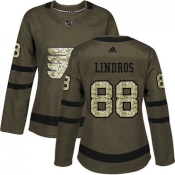 Adidas Philadelphia Flyers #88 Eric Lindros Green Salute to Service Women's Stitched NHL Jersey