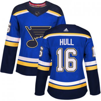 Adidas St.Louis Blues #16 Brett Hull Blue Home Authentic Women's Stitched NHL Jersey