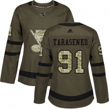 Adidas St.Louis Blues #91 Vladimir Tarasenko Green Salute to Service Women's Stitched NHL Jersey