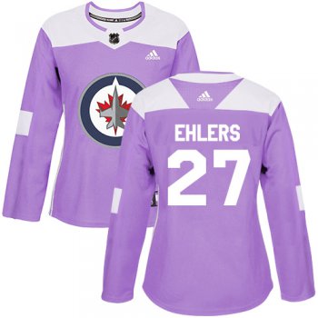 Adidas Winnipeg Jets #27 Nikolaj Ehlers Purple Authentic Fights Cancer Women's Stitched NHL Jersey
