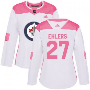 Adidas Winnipeg Jets #27 Nikolaj Ehlers White Pink Authentic Fashion Women's Stitched NHL Jersey