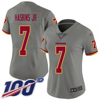 Redskins #7 Dwayne Haskins Jr Gray Women's Stitched Football Limited Inverted Legend 100th Season Jersey