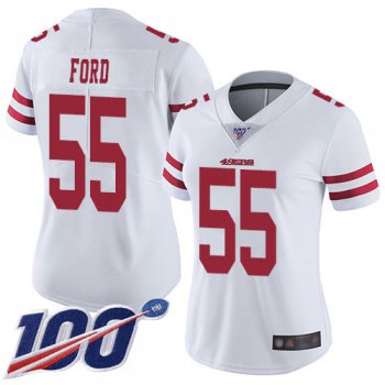 Nike 49ers #55 Dee Ford White Women's Stitched NFL 100th Season Vapor Limited Jersey