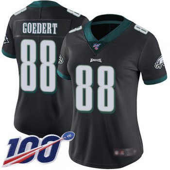 Nike Eagles #88 Dallas Goedert Black Alternate Women's Stitched NFL 100th Season Vapor Limited Jersey