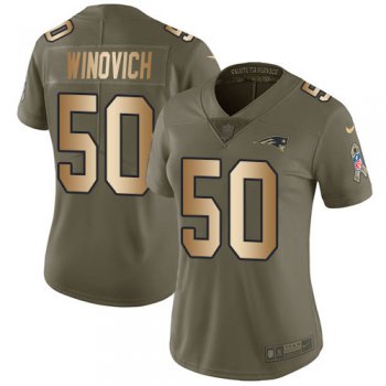 Nike Patriots #50 Chase Winovich Olive Gold Women's Stitched NFL Limited 2017 Salute to Service Jersey