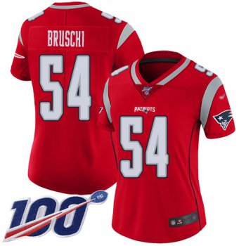 Nike Patriots #54 Tedy Bruschi Red Women's Stitched NFL Limited Inverted Legend 100th Season Jersey