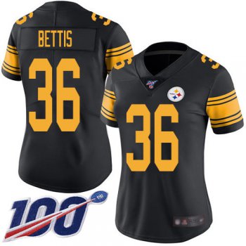 Nike Steelers #36 Jerome Bettis Black Women's Stitched NFL Limited Rush 100th Season Jersey