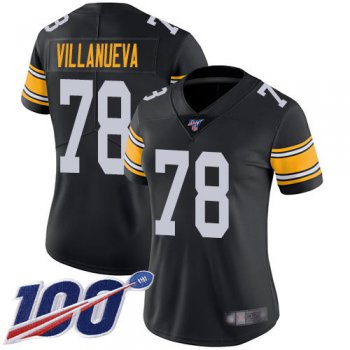 Nike Steelers #78 Alejandro Villanueva Black Alternate Women's Stitched NFL 100th Season Vapor Limited Jersey