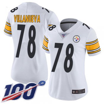 Nike Steelers #78 Alejandro Villanueva White Women's Stitched NFL 100th Season Vapor Limited Jersey