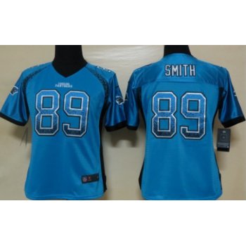 Nike Carolina Panthers #89 Steve Smith Drift Fashion Blue Womens Jersey