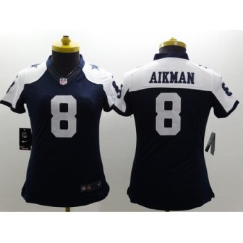 Nike Dallas Cowboys #8 Troy Aikman Blue Thanksgiving Limited Womens Jersey