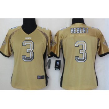 Nike New Orleans Saints #3 Bobby Hebert Drift Fashion Gold Womens Jersey
