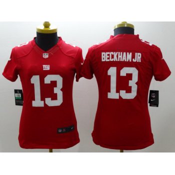 Nike New York Giants #13 Odell Beckham Jr Red Limited Womens Jersey