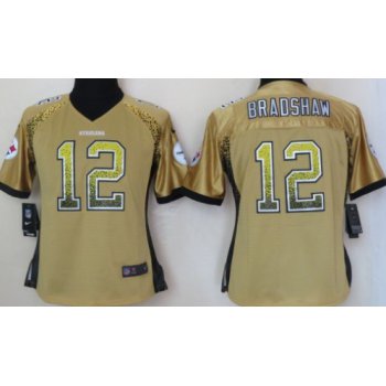 Nike Pittsburgh Steelers #12 Terry Bradshaw Drift Fashion Yellow Womens Jersey