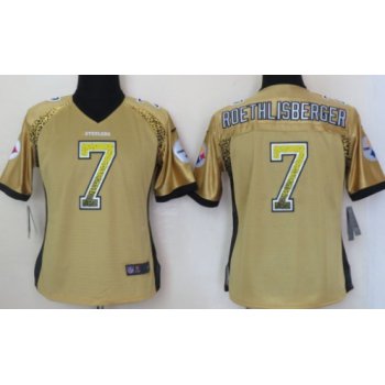 Nike Pittsburgh Steelers #7 Ben Roethlisberger Drift Fashion Yellow Womens Jersey