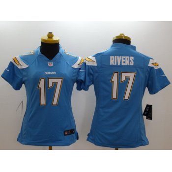 Nike San Diego Chargers #17 Philip Rivers 2013 Light Blue Limited Womens Jersey