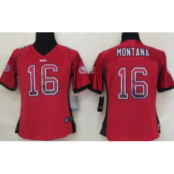 Nike San Francisco 49ers #16 Joe Montana Drift Fashion Red Womens Jersey