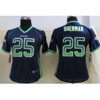 Nike Seattle Seahawks #25 Richard Sherman Drift Fashion Blue Womens Jersey